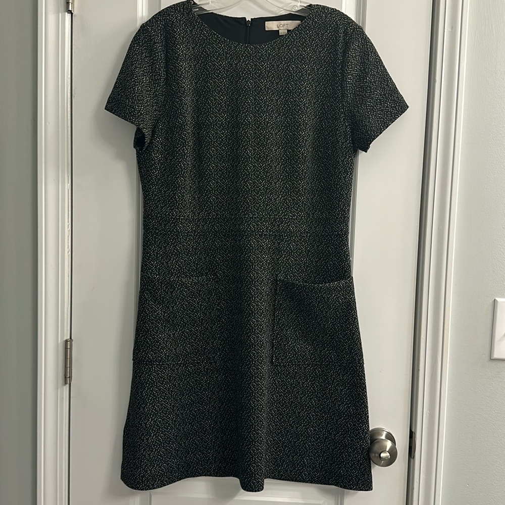 LOFT Womens Dress Black Speckled Tweed Fit - size 12